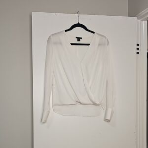 Halogen White Wrap Blouse